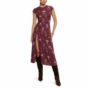 Reformation Burgundy Floral MIDI Dress